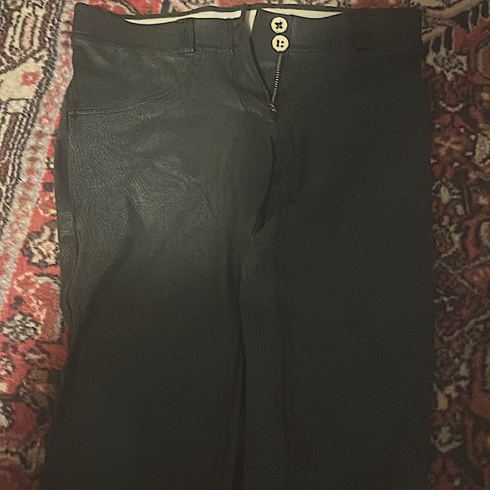 Freddy wrap up pants, small, dark, gray lizard/ alligator. Butt enhancing